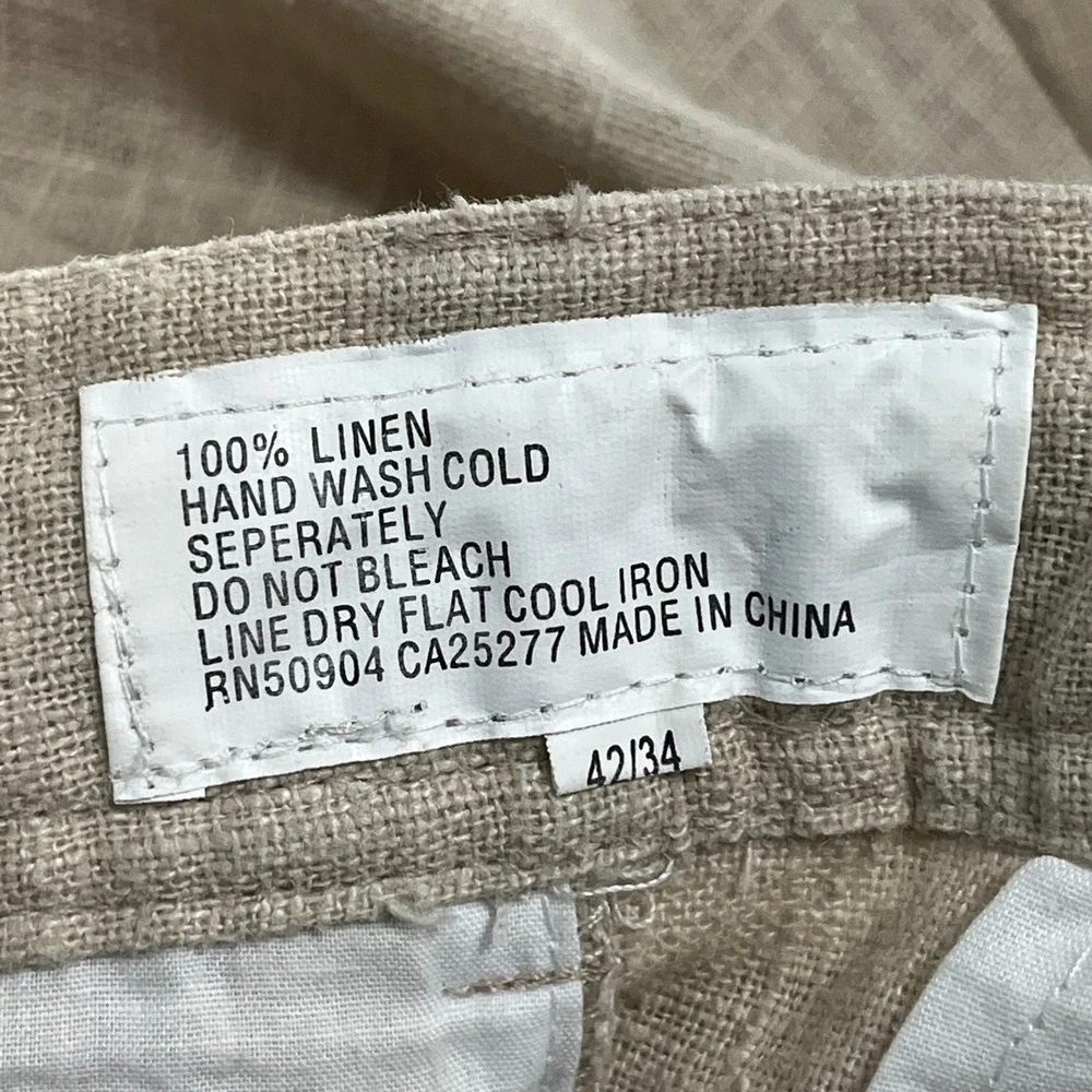 Successo Uomo By Phita Drawstring 100% Linen Trousers Men 42x30 Beach Casual